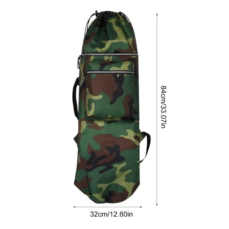 Skateboard Bag Longboards Carrying Case Double Shoulder Backpack Outdoor Travel - Khaki