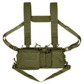 Tactical Chest Vest Rig Bag Field Training Vest Multifunctional Camouflage Strap with Multi-Pocket Outdoor Camping CS Match Pack - Army Green
