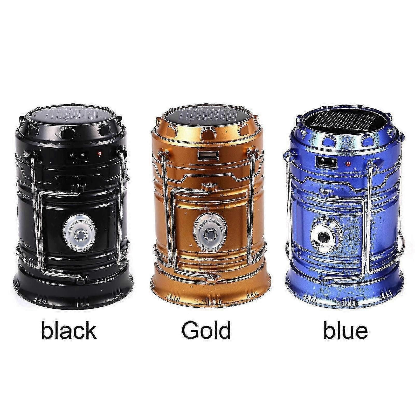 Portable Rechargeable Solar LED Lantern for Camping, Self-Collapsible and Powerful