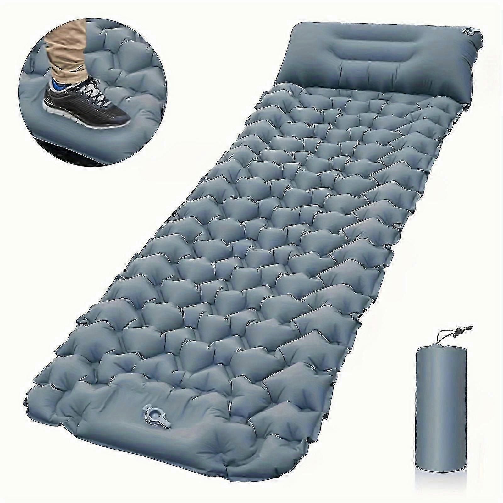 Portable Sleeping Pad, Camping Inflatable Mattress With Pillows, Folding Ultralight Air Cushion For Outdoor Hiking Trekking well - Green