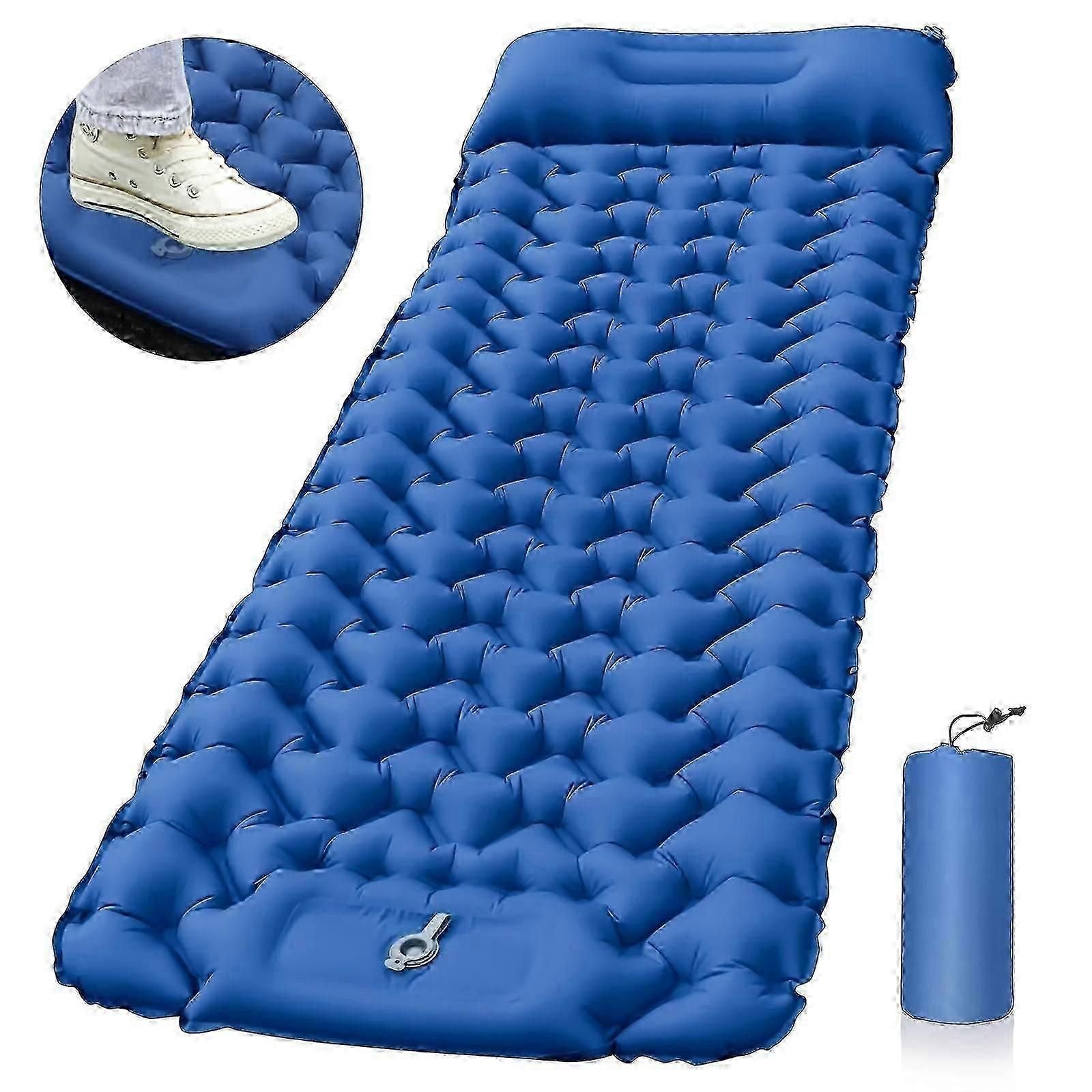 Portable Sleeping Pad, Camping Inflatable Mattress With Pillows, Folding Ultralight Air Cushion For Outdoor Hiking Trekking well - Green