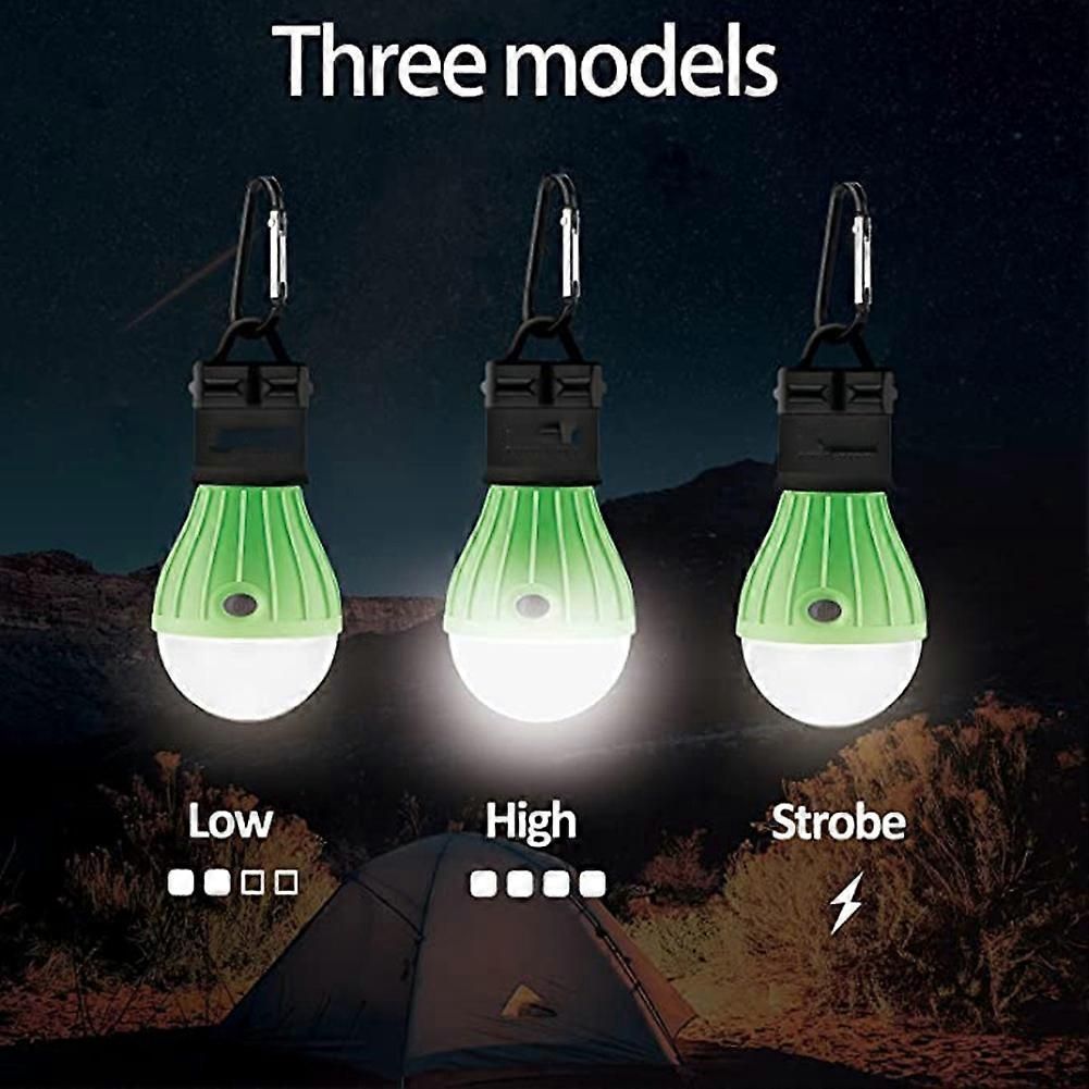 LED Camping Lantern, Super Bright Outdoor Waterproof Light with Hook, Ideal for Hiking, Fishing, Parties, 4-Pack Green