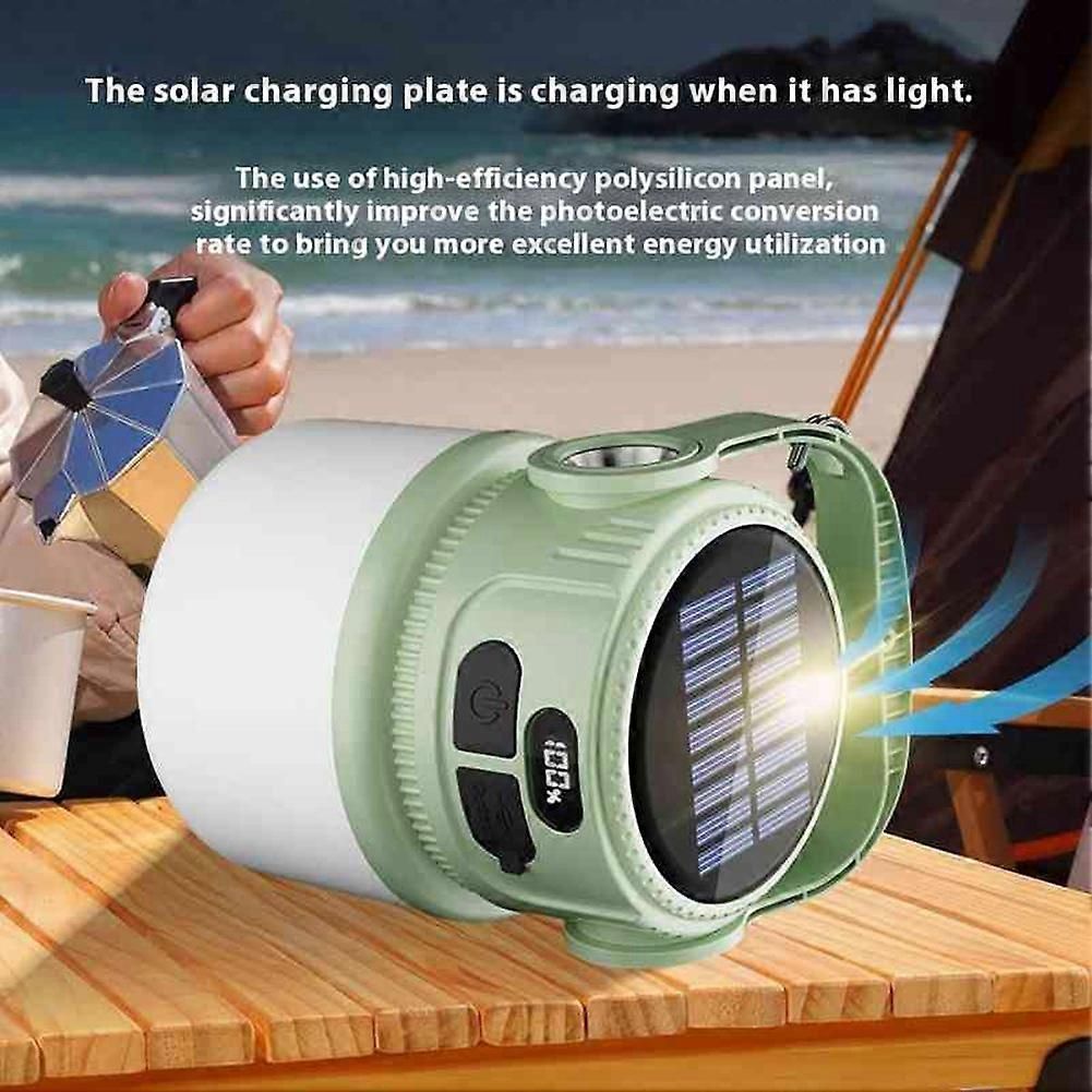 LED Solar Bulb Light Rechargeable Portable Lanterns Waterproof Outdoor Night Market Camping Tent Outage Emergency Lamp Green
