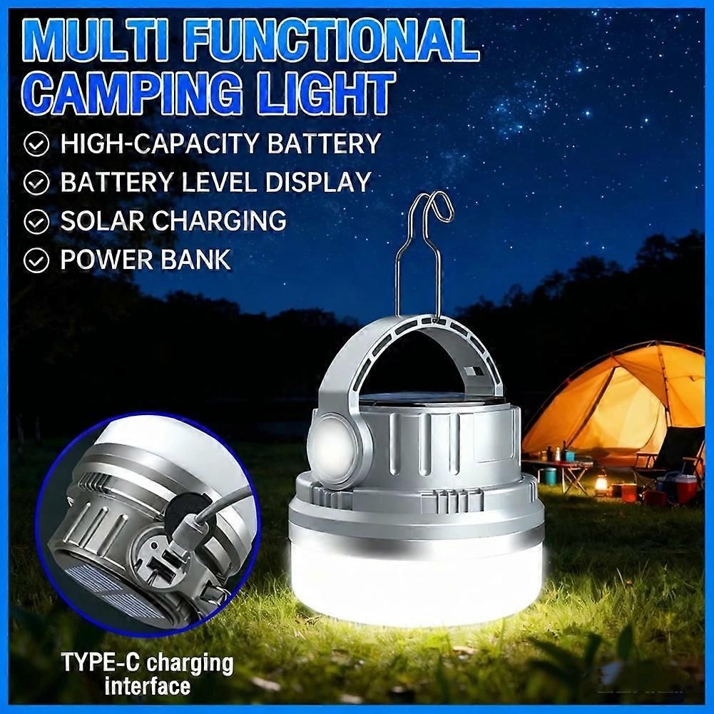 Portable Camping Light Waterproof USB Solar Charging 1500mah 3-Speed Adjustable Gray