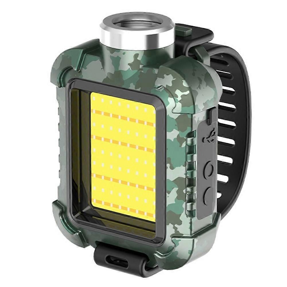 Rechargeable Wrist Mount LED Light for Outdoor Activities Waterproof IPX5 3 Modes & SOS Ideal for Camping Cycling Green