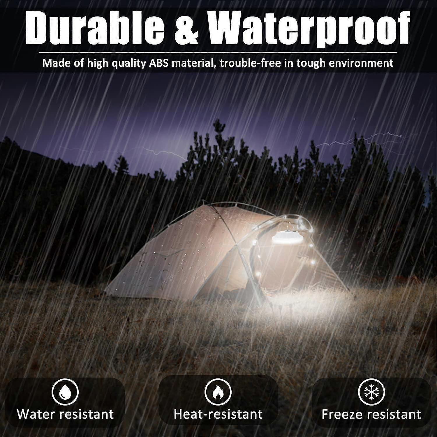 Led Solar Camping Lantern  Portable Waterproof Solar Usb Rechargeable With Remote Control Power Bank Flashlight Survival Kits For Indoor Outdoor Home