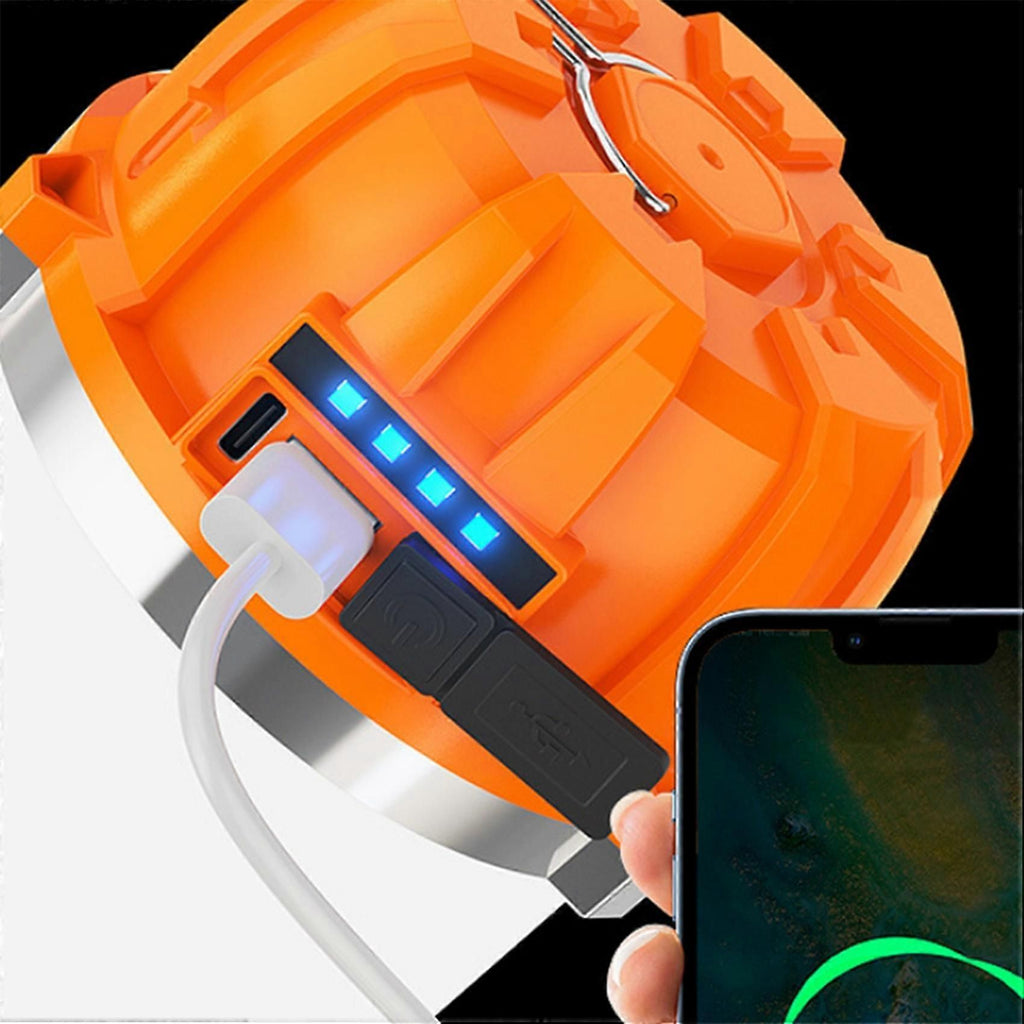 2pcs USB Rechargeable LED Camping Lights Outdoor Camping BBQ Tents Hanging Lantern Emergency Power Bank