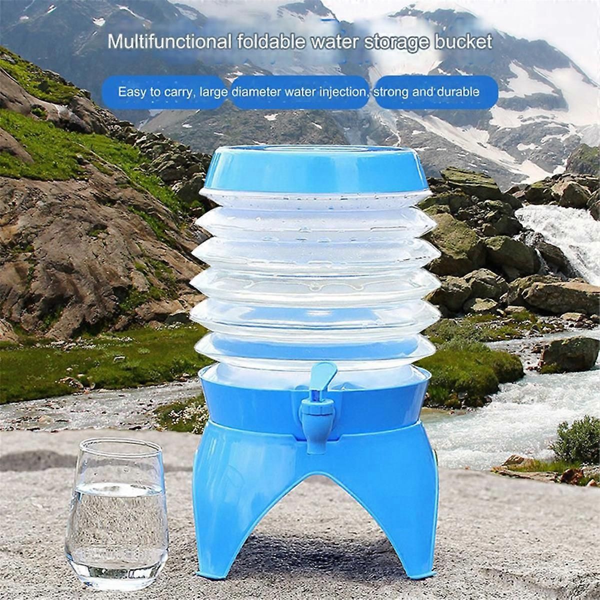 Outdoor Foldable Water Container Camping Folding Water Bucket 7.5L