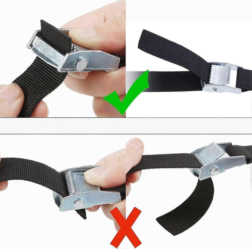 6 Pack Black Nylon Tie Down Straps with Zinc Alloy Lock (Black, 2m x 25mm)