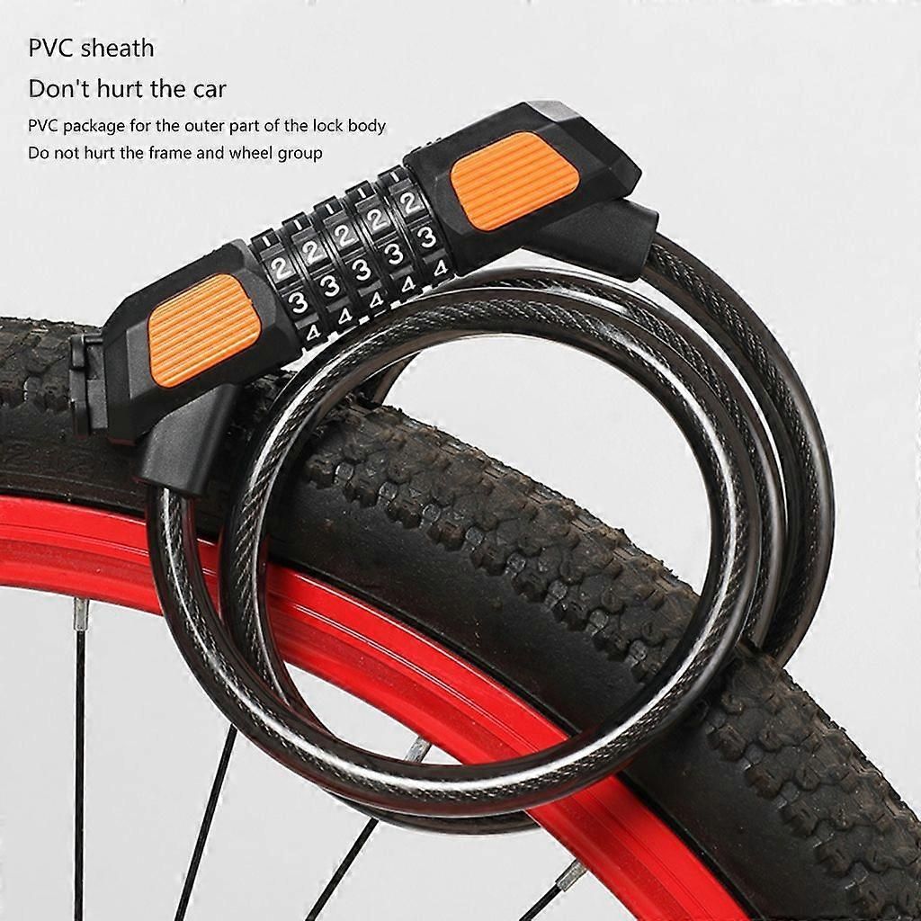 Bike Lock Cable 5Digits Resettable Combination Cable Lock, Bicycles Code Lock - Green
