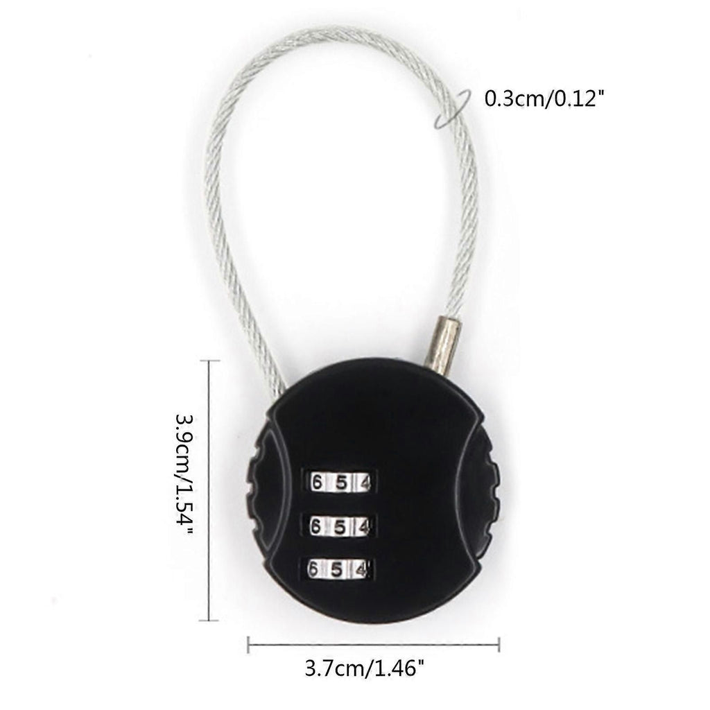 Resettable Travel Cable Lock 3Digit Helmet Lock Multipurpose Electric Bicycle Lock Suitcase Luggage Lock Code Lock Cable -Red