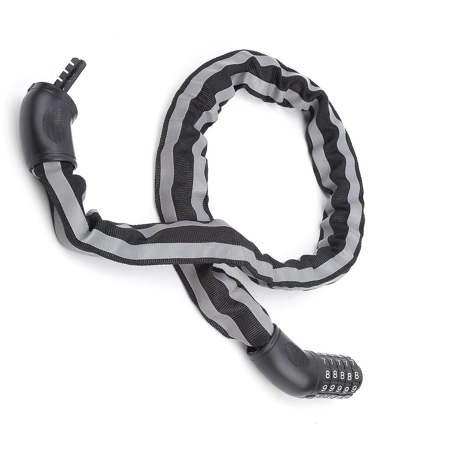 Reflective Black Keyless Bike Antitheft Coded Lock - Five Password Bicycle Cable Lock