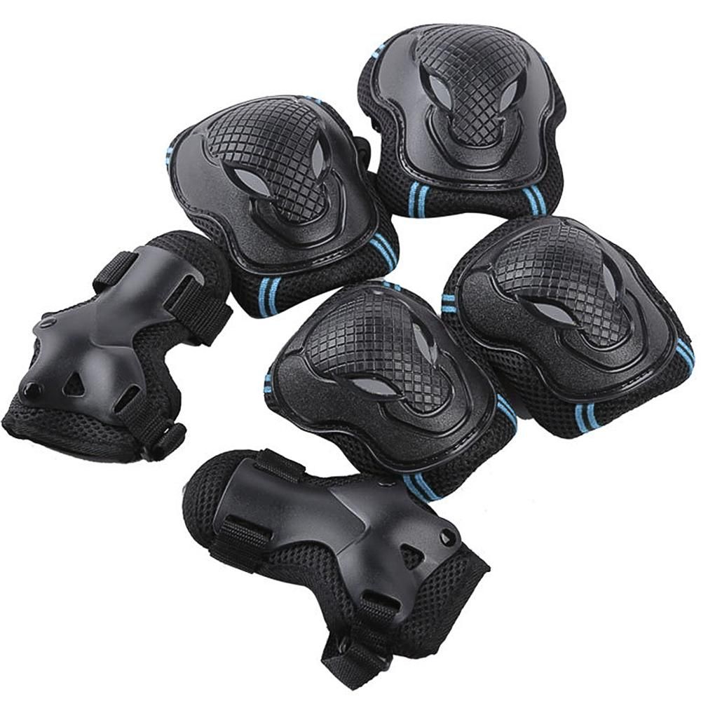 6Pcs Protective Gear Set Knee Elbow Wrist Guards for Skateboard Cycling Riding - M