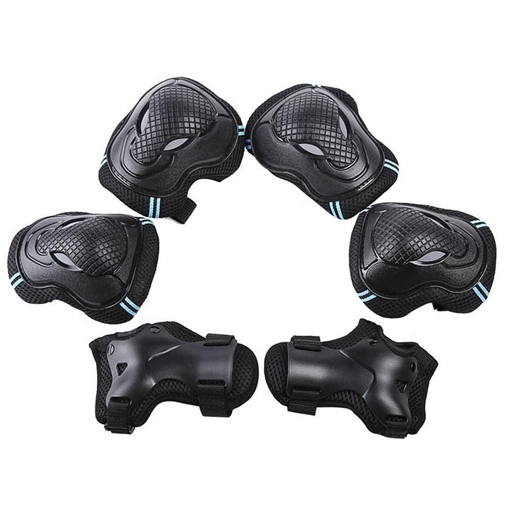6Pcs Protective Gear Set Knee Elbow Wrist Guards for Skateboard Cycling Riding - L