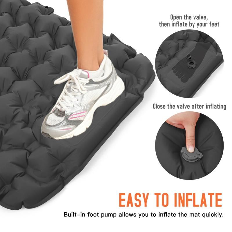 Camping Sleeping Pad with Pillow Built-in Pump Ultralight Inflatable Sleeping Mat Waterproof