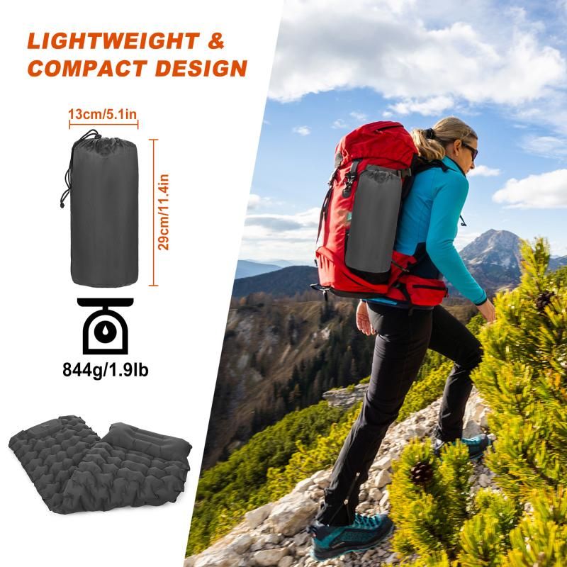 Camping Sleeping Pad with Pillow Built-in Pump Ultralight Inflatable Sleeping Mat Waterproof