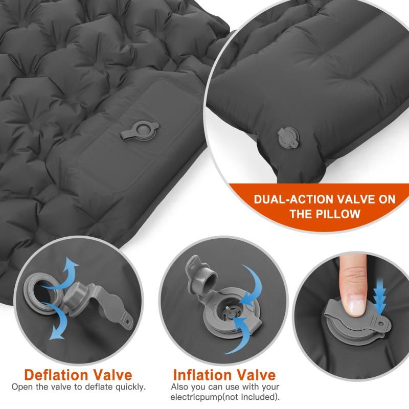 Camping Sleeping Pad with Pillow Built-in Pump Ultralight Inflatable Sleeping Mat Waterproof