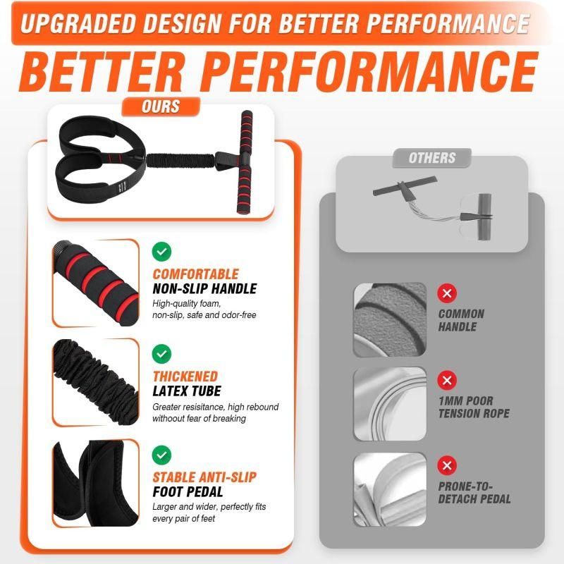 55LBS Foot Pedal Tension Rope, Home Leg Exercise Resistance Belt with Handle - Black
