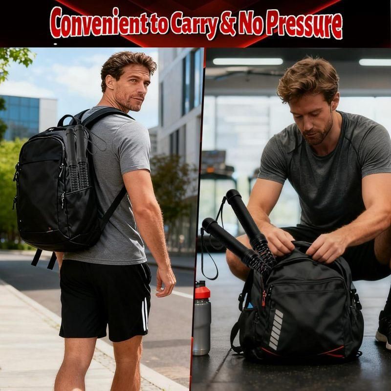 Battle Rope 2pc Cordless Portable Training Rope Fitness HIIT Muscle Exercise Black