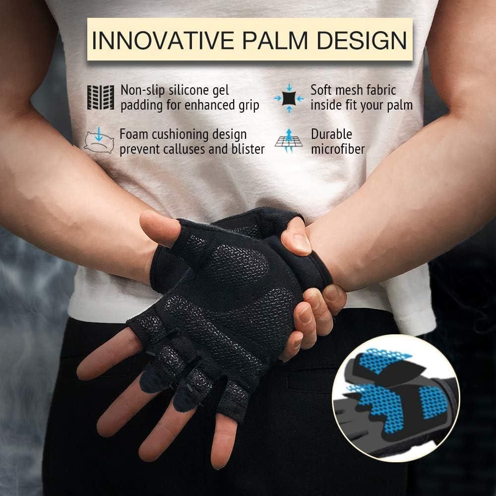 Fitness Gloves Half Finger Breathable Non Slip Weightlifting Training Workout Palm Support For Men And Women - Black L