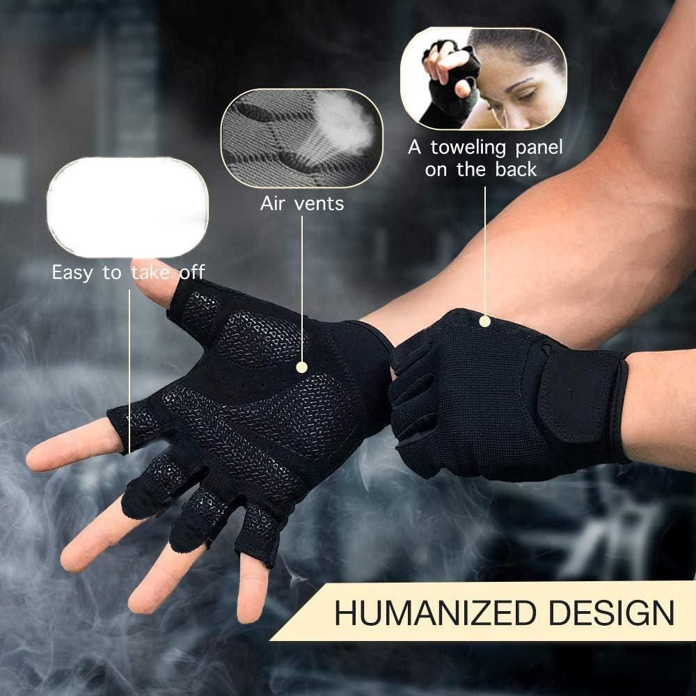 Fitness Gloves Half Finger Breathable Non Slip Weightlifting Training Workout Palm Support For Men And Women - Red M