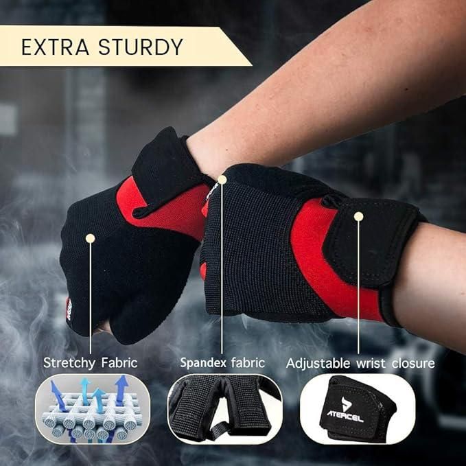 Fitness Gloves Half Finger Breathable Non Slip Weightlifting Training Workout Palm Support For Men And Women - Red L