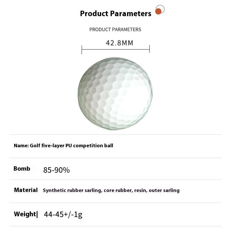 3Pcs Five-Layer PU Golf Tournament Ball Durable High-Performance Ball for Professional and Recreational Play-White