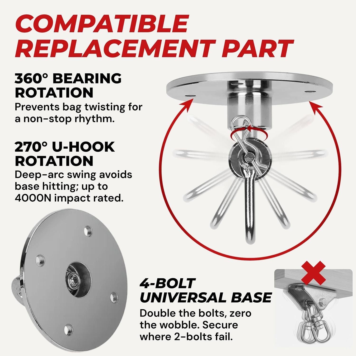 3PCS Heavy Duty Speed Bag Mount Hardware Set with Quick Release Pin Boxing Accessories Silver