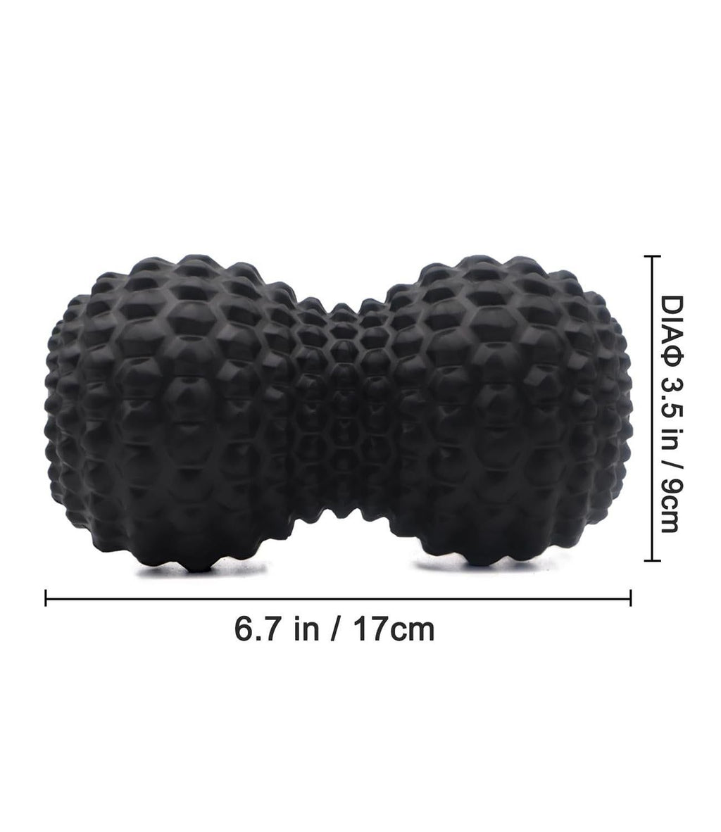 Peanut Massage Ball Double Lacrosse Roller For Deep Tissue Muscle And Myofascial Release - Black