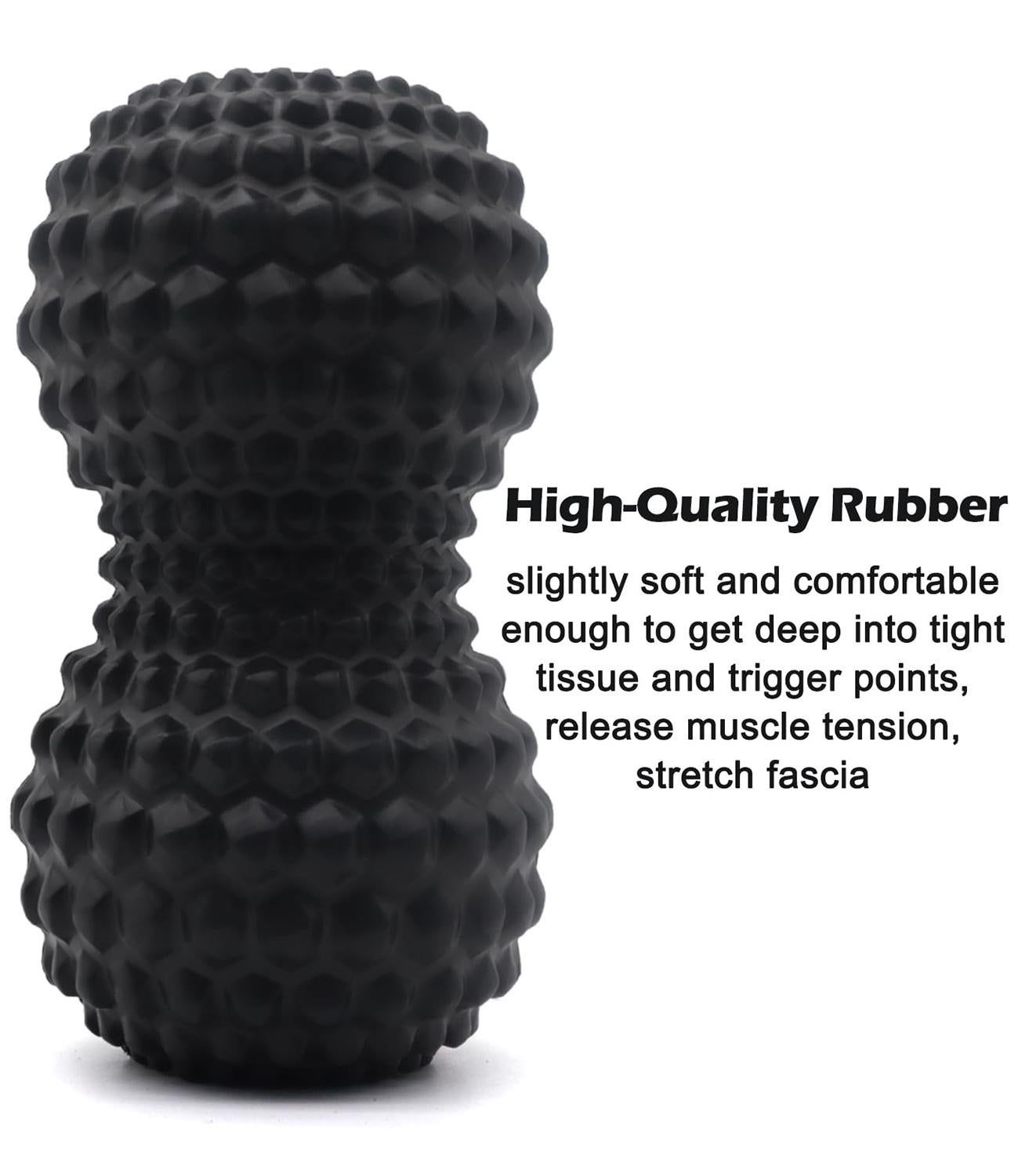 Peanut Massage Ball Double Lacrosse Roller For Deep Tissue Muscle And Myofascial Release - Black