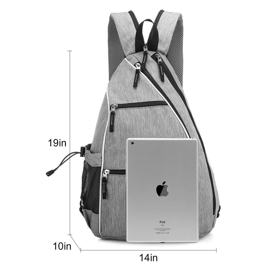 Pickleball Backpack Adjustable Sling Bag With Fence Hook And Large Capacity - Gray