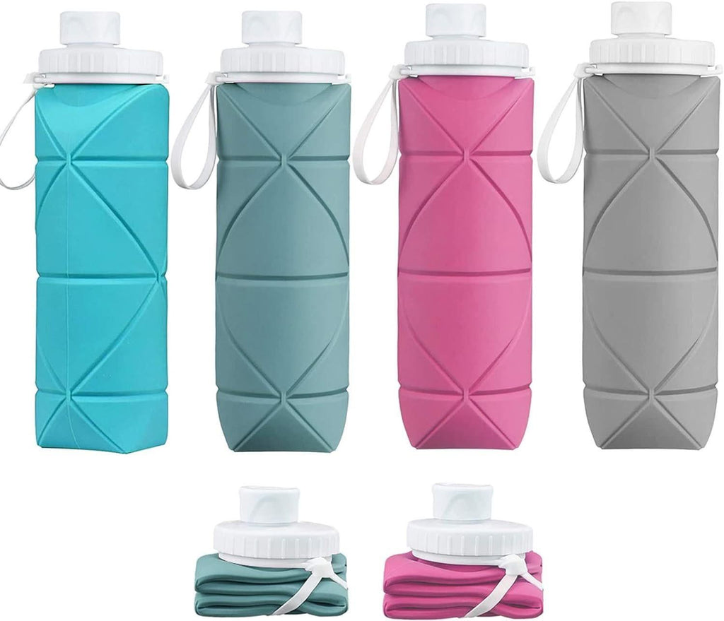 Foldable Collapsible Water Bottle Silicone Leak-proof Reusable for Gym Camping Hiking Travel Sports-Green