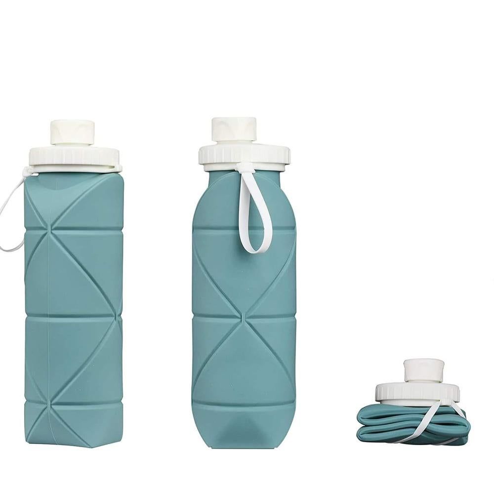 Foldable Collapsible Water Bottle Silicone Leak-proof Reusable for Gym Camping Hiking Travel Sports-Grey