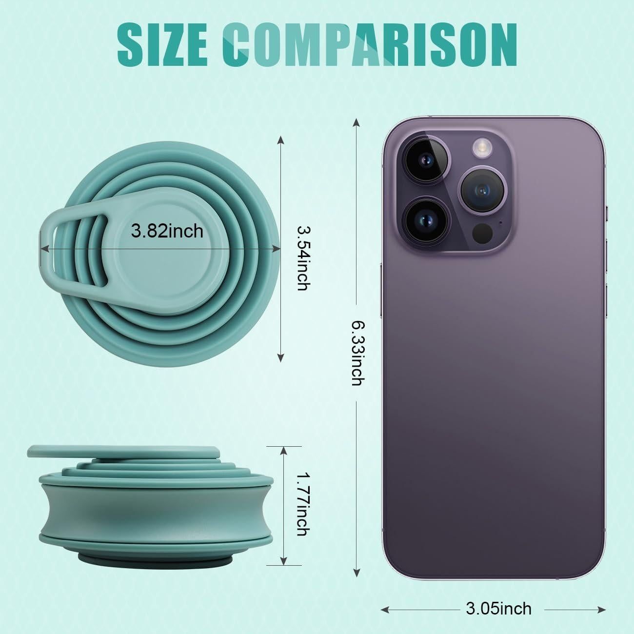 Foldable Water Cup Travel Silicone Sports Bottle Portable Collapsible Card Style Mug Gift - Black