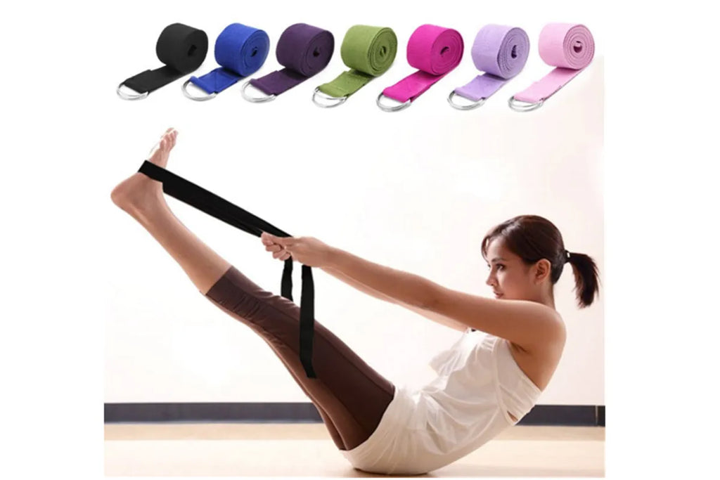 Sport Yoga Stretch Strap D-Ring Belt Gym Waist Leg Fitness 180Cm Adjustable Belt Blue