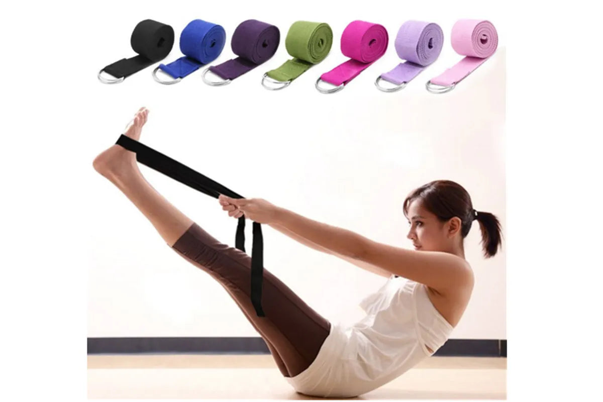 Sport Yoga Stretch Strap D-Ring Belt Gym Waist Leg Fitness 180Cm Adjustable Belt Blue