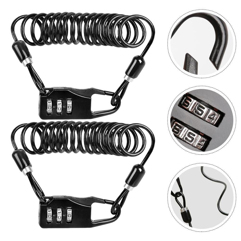 2pcs Bike 3-Digital Code Combination Lock Password Security Cable Lock for Bike