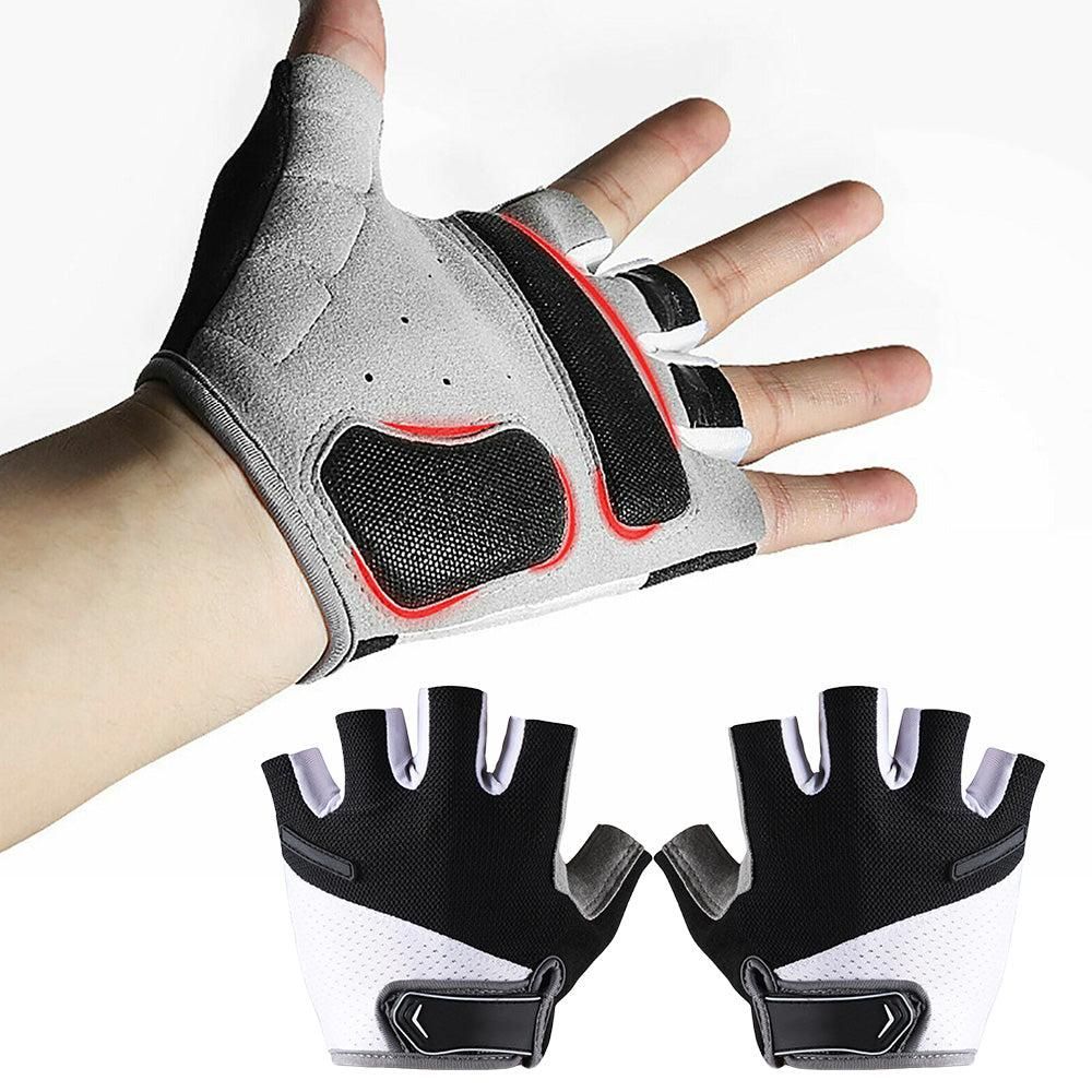 1 Pair Cycling Half Finger Bike Gloves With Anti Slip Pad For Unisex - Black XL