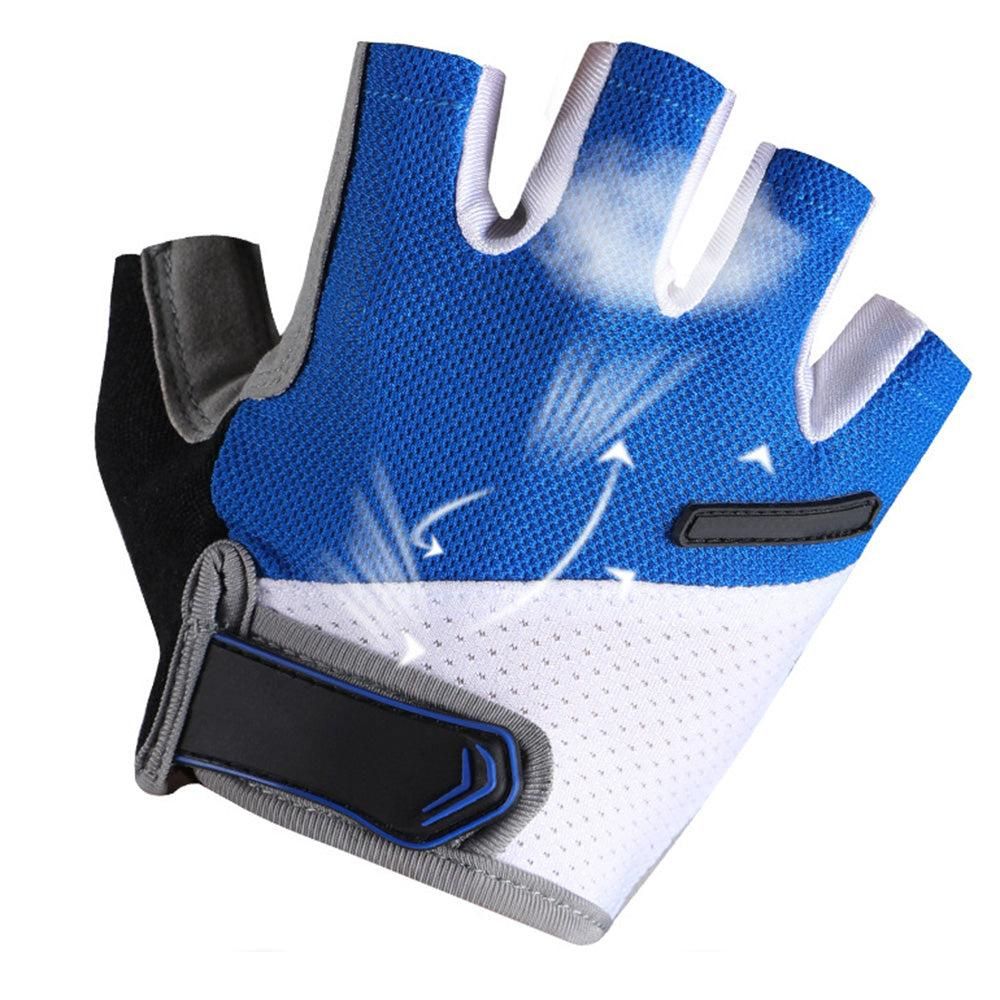 1 Pair Cycling Half Finger Bike Gloves With Anti Slip Pad For Unisex - Blue L