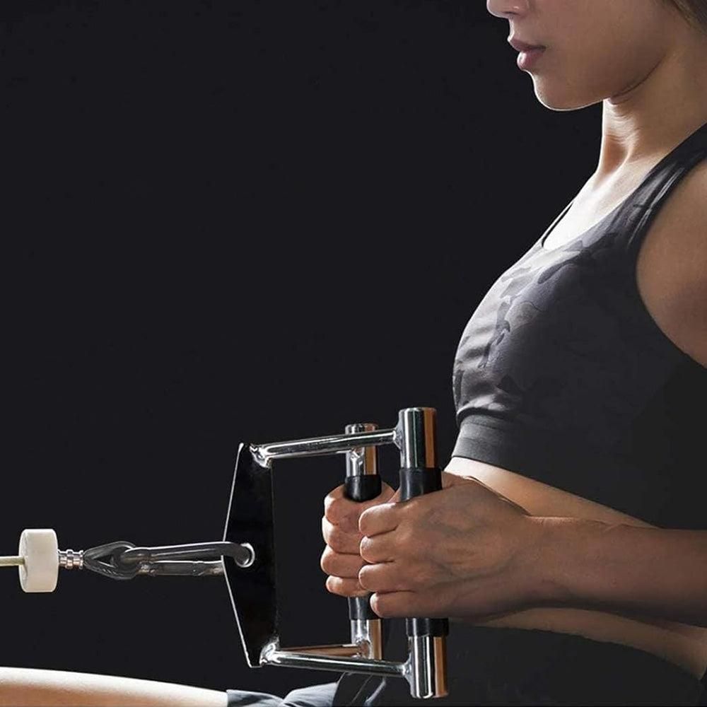 V-Grip Lat Pulldown Bar with Non-Slip Rubber Handle Cable Machine Attachment - Silver