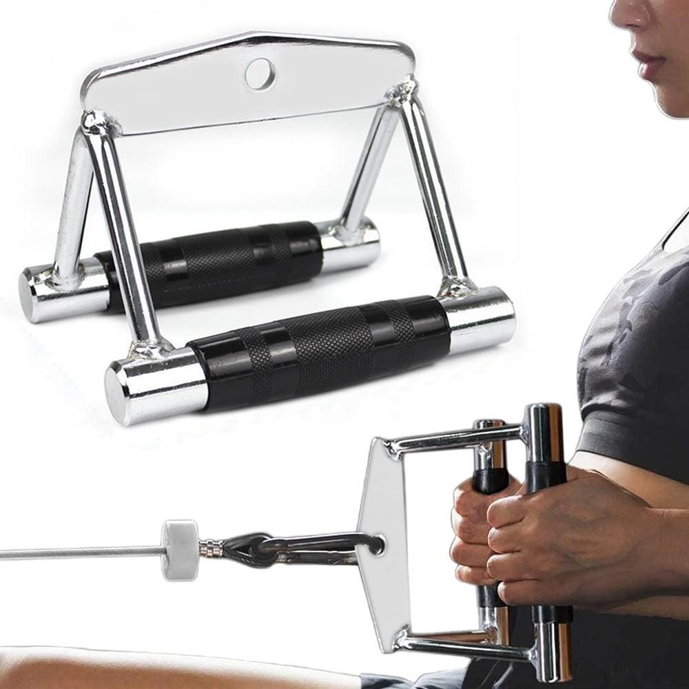 V-Grip Lat Pulldown Bar with Non-Slip Rubber Handle Cable Machine Attachment - Black