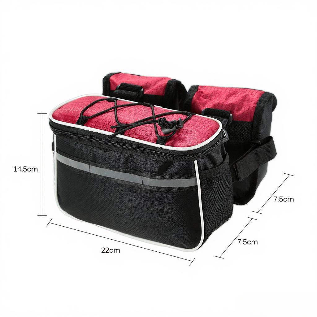 Detachable Bicycle Front Frame Tube Crossbody Storage Bag Black