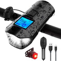 Bike Light Set Speedometer LED Bike Lights Horn LCD USB Bike Tail Light Black