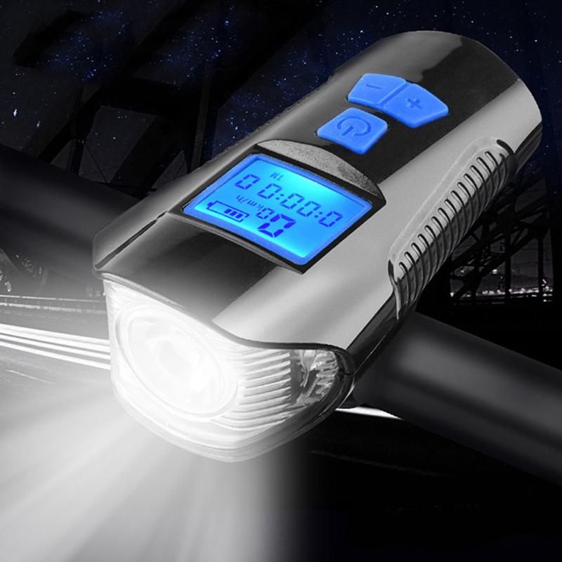 Bike Light Set Speedometer LED Bike Lights Horn LCD USB Bike Tail Light Black