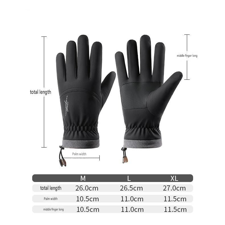 Men's Winter Thermal Ski Gloves, Waterproof Touch Screen Non-Slip Warm Gloves with Bag, Grey L