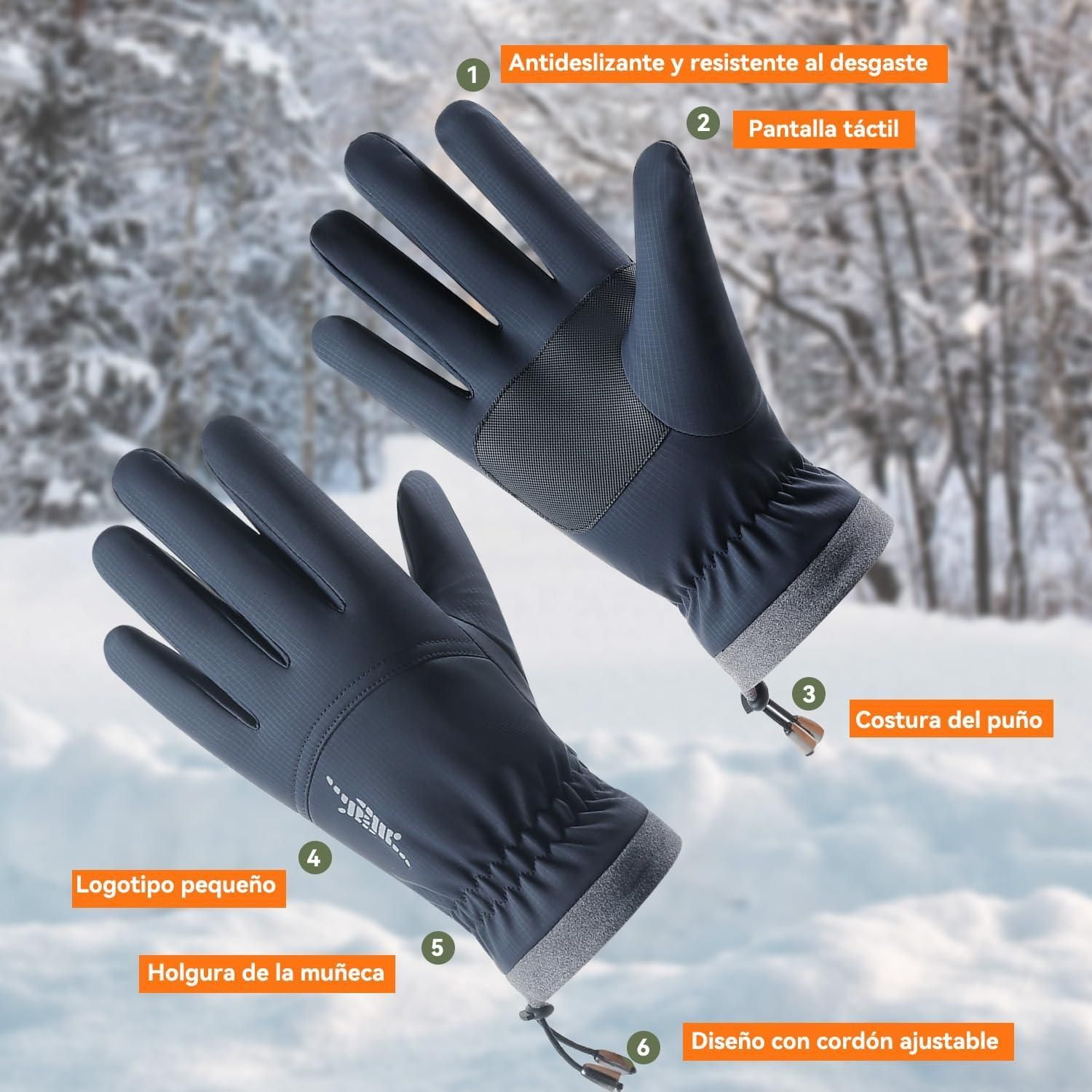 Ski Gloves Waterproof Touchscreen Winter Thermal Gloves Men Black XL