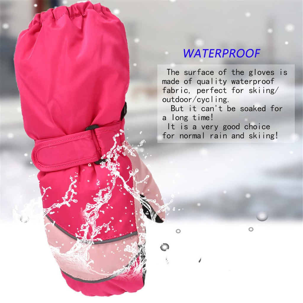Snow Mittens Waterproof Windproof Winter Ski Gloves Thermal Fleece Dark Blue