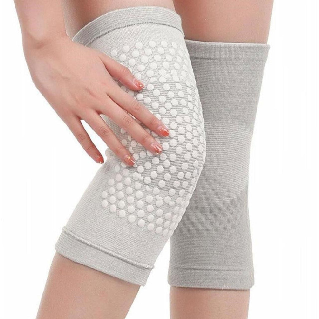 Self Heating Knee Pads Grey Compression Support Sleeves for Arthritis Joint Pain Relief Sports Recovery 2 Pair L