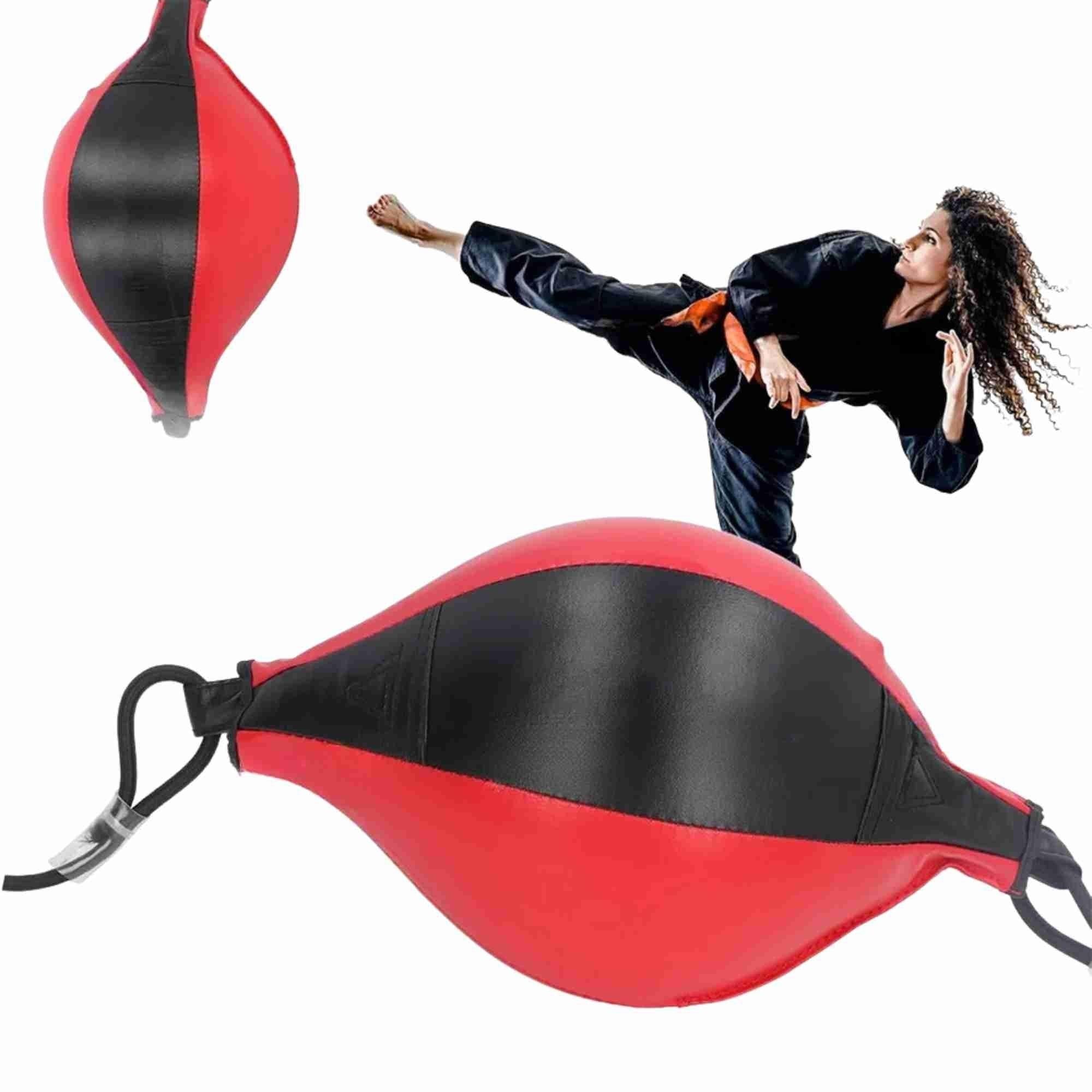 Speed Ball Boxing Floor to Ceiling PU Double End Punching Training Bag Black Red