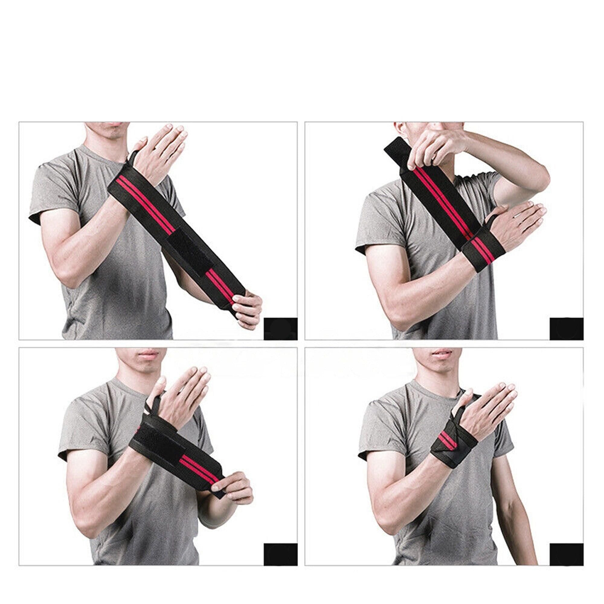 Gym Muscle Support Wrist Straps Weight Lifting Bodybuilding Wraps - Grey